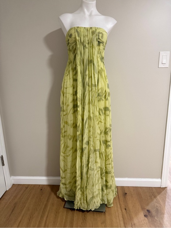 Halston Heritage Dresses & Skirts - Halston Heritage Strapless Silk Chiffon Gown Dress Camomile Green Maxi